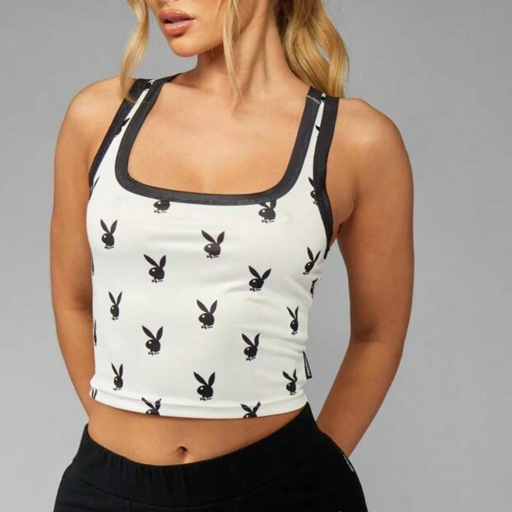PLAYBOY Monochrome Logo Crop Top